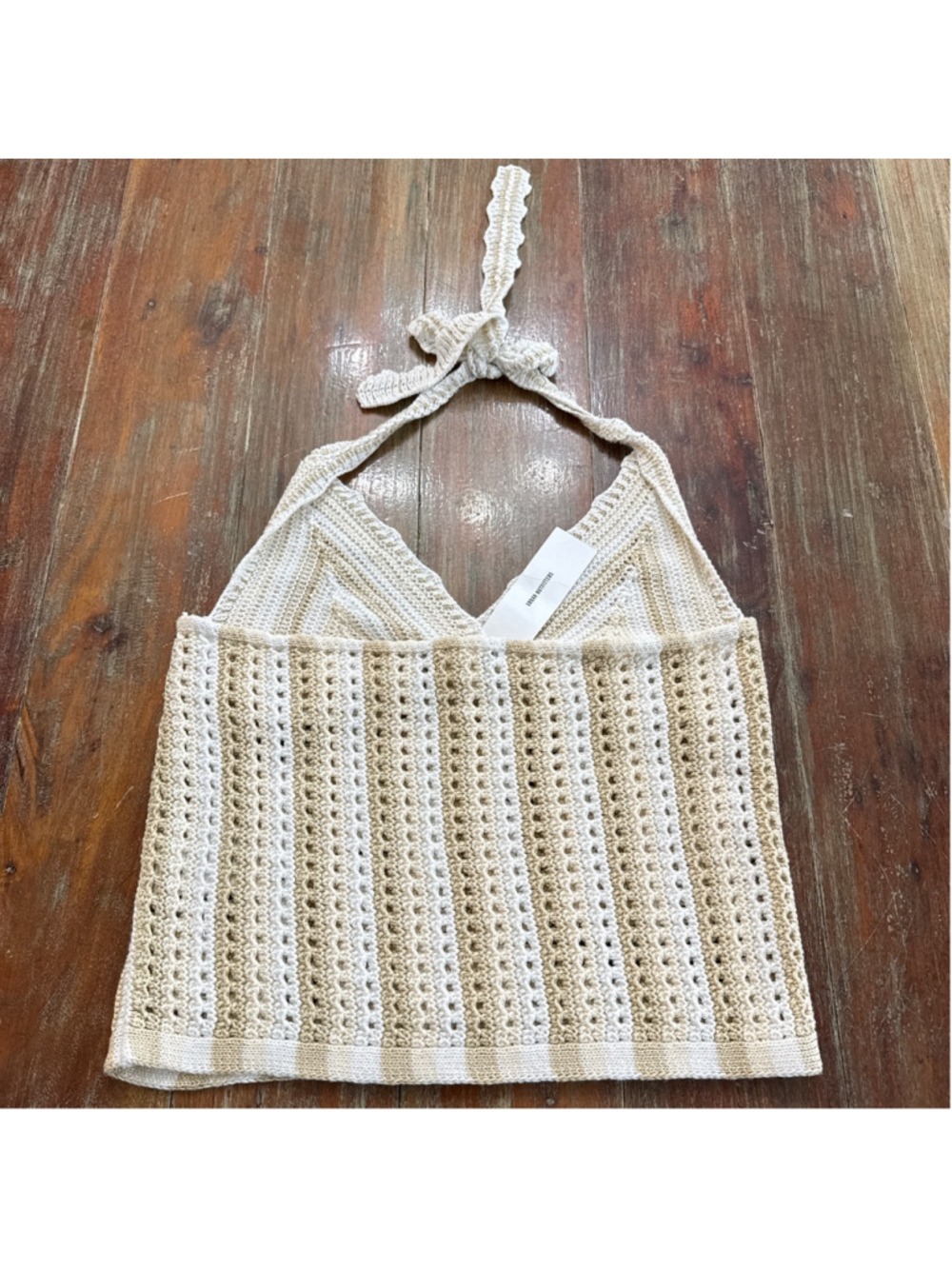 Kimchi Blue Crochet Halter Top Ivory Tan Large - Picture 8 of 8